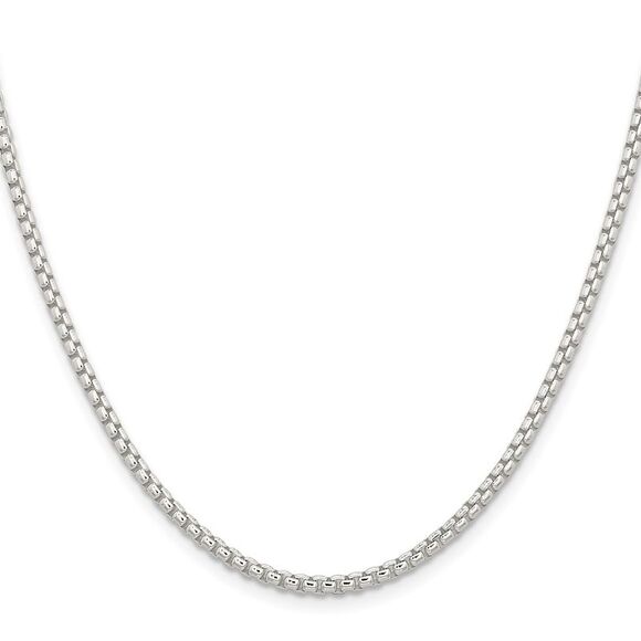 Kazi Luxury Sterling Silver 2.6mm Round Box Chain
